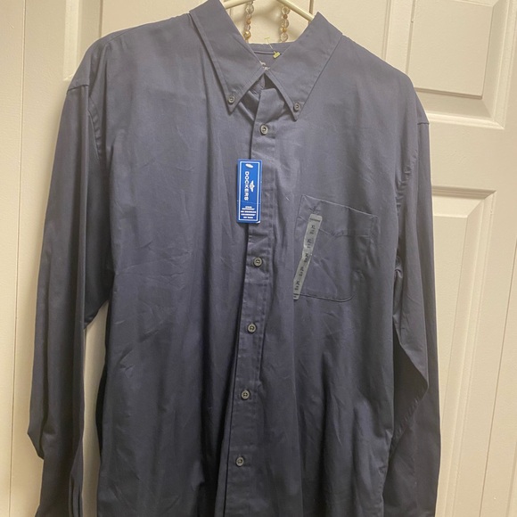 Dockers Tour Long Sleeve Shirt Button Up Pocket 100% Cotton Black Size XL(New) - Picture 9 of 14